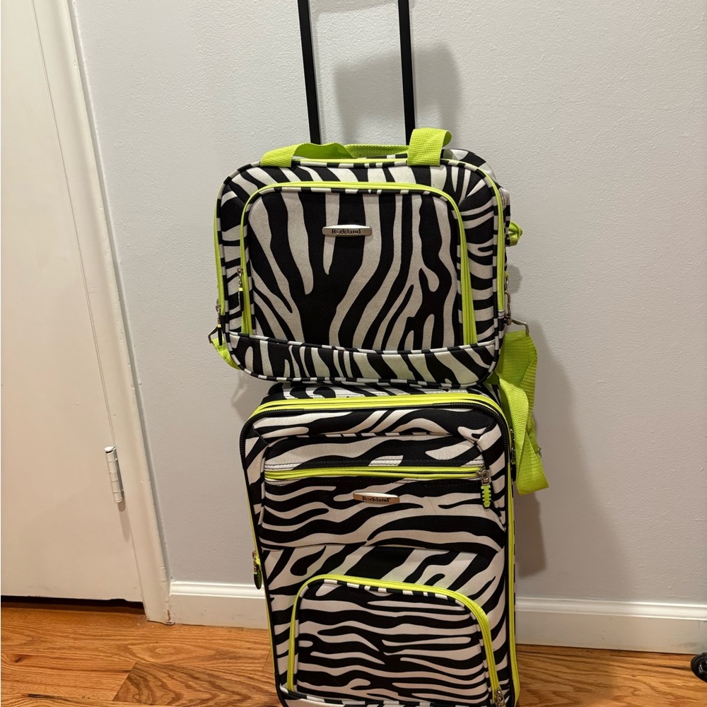 Kohl's Zebra Print Luggage Set with Lime Accents